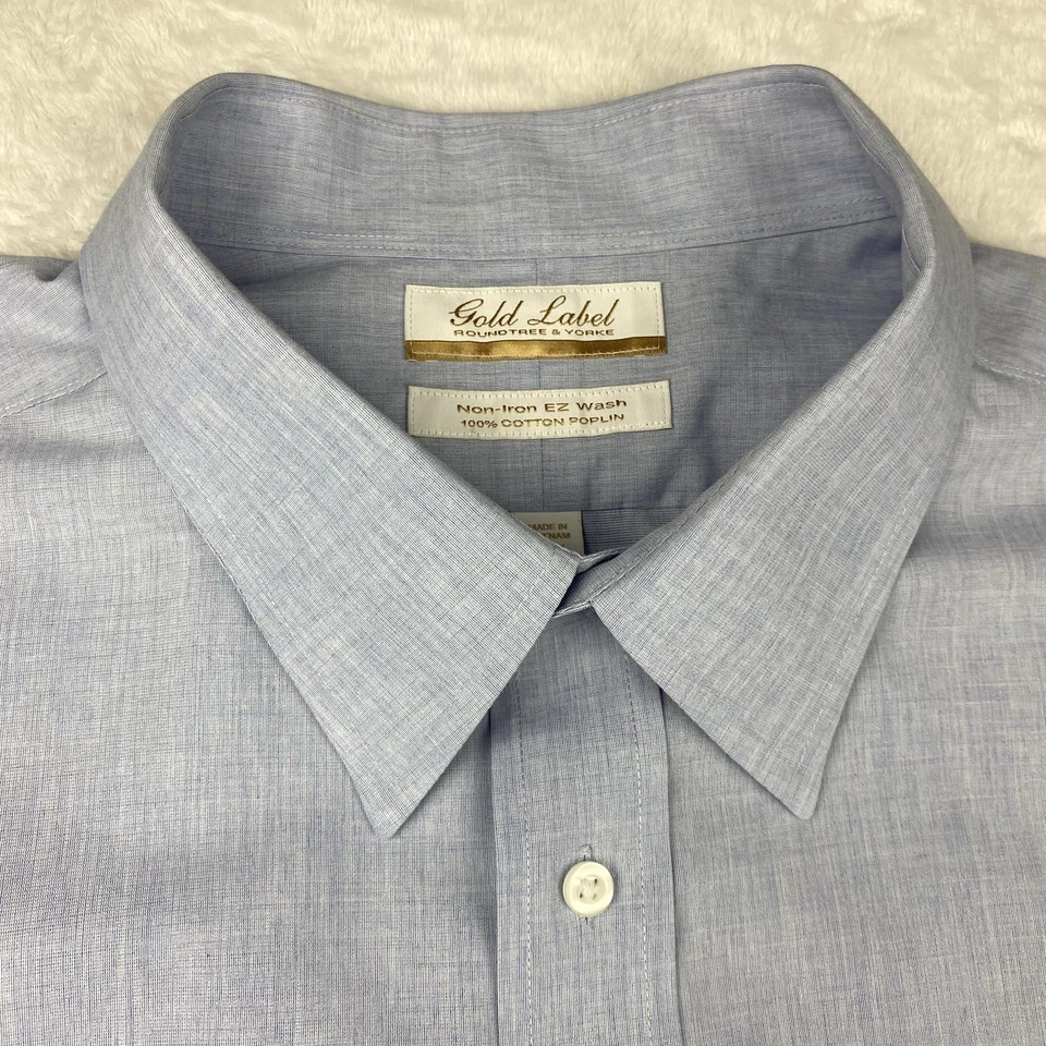 Camisa de vestir Roundtree & Yorke Gold Label para hombre 18,5-36/37 ALTA popelina azul Foto 3 de 4