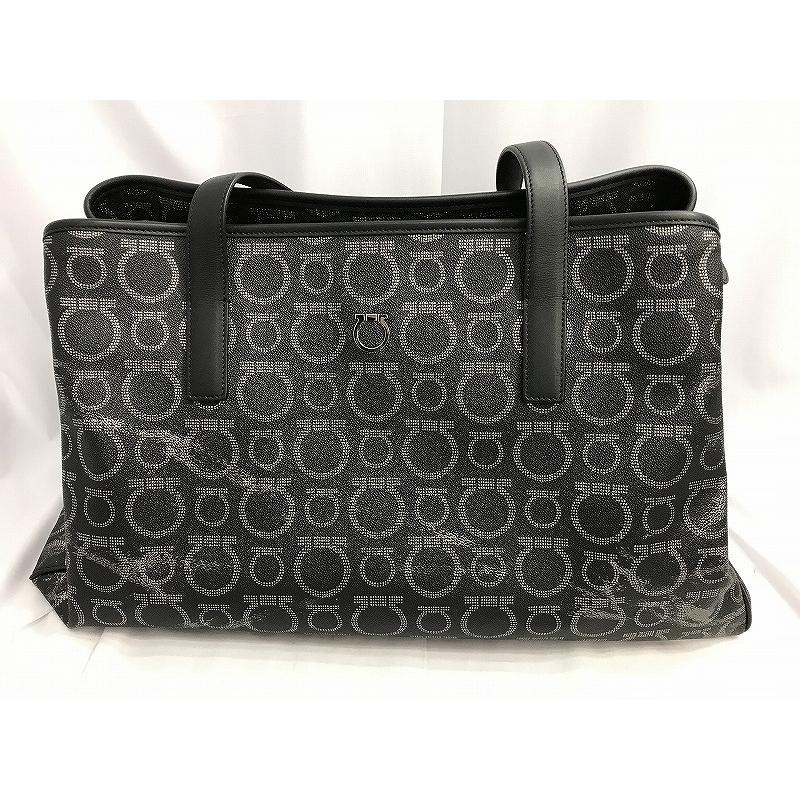 Salvatore Ferragamo Tote Bag Gancini Metallic Brown Silver