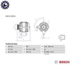 ALTERNATOR 0 986 083 910 FOR SKODA OCTAVIA/III/Combi KODIAQ RAPID/Spaceback 2.0L