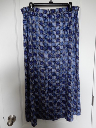 Vintage Sag Harbor blau gemustert Poly Midirock Gr. Large Damen Reißverschluss hinten - Bild 3 von 5