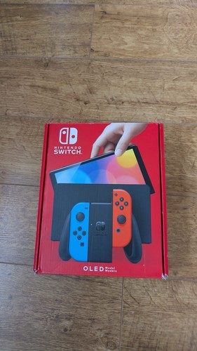 Nintendo Switch OLED Neon Red Blue 64gb With Hard Case 256gb Memory Card + Grip