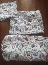 Pottery Barn Kids Christmas Woodland SANTA Twin Set 2 Sheets 1 Pillow Case