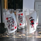 Vintage Dominion Glass Playing Card Tumblers MCM Barware Poker Night Set of 5