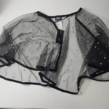 I.N.C. International Concepts Embellished Capelet Women's O/S Black Open Front