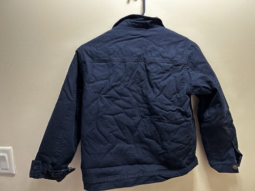 John Deere Jacke Jungen Große 10/12 blau Sherpa gefüttert Canvas Shacket Druckknopf Landwirtschaft - Bild 4 von 6