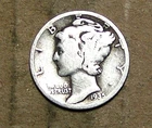 1935  P     MERCURY  SILVER   ACTUAL  COIN                           90118214-06
