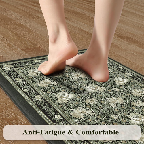 Alfombrillas antifatiga para piso de cocina antideslizantes, juegos de 2 alfombras florales boho, cojinete - Imagen 3 de 9