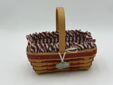 LONGABERGER SWEETHEART SWEET TREATS BASKET W/ LINER & TIE ON  1998 VINTAGE