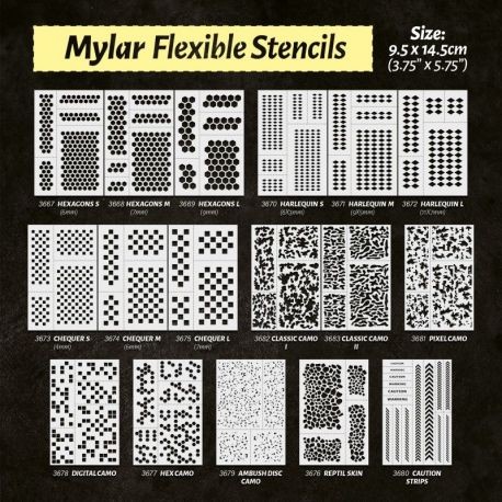 Green Stuff World - Mylar Flexible Stencils HARLEQUIN Large (11x7mm) - Picture 3 of 3