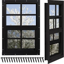 2PK Shed Windows 24x36 Tempered Glass Flush Mount w/ Screen for Coop Barn Garage