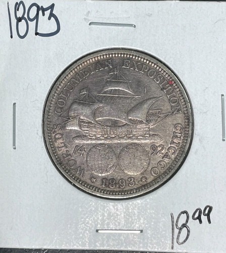 1893 EXPO GEDENKMÜNZE SILBER HALF DOLLAR ~SCHÖNE MÜNZE~ REF#A