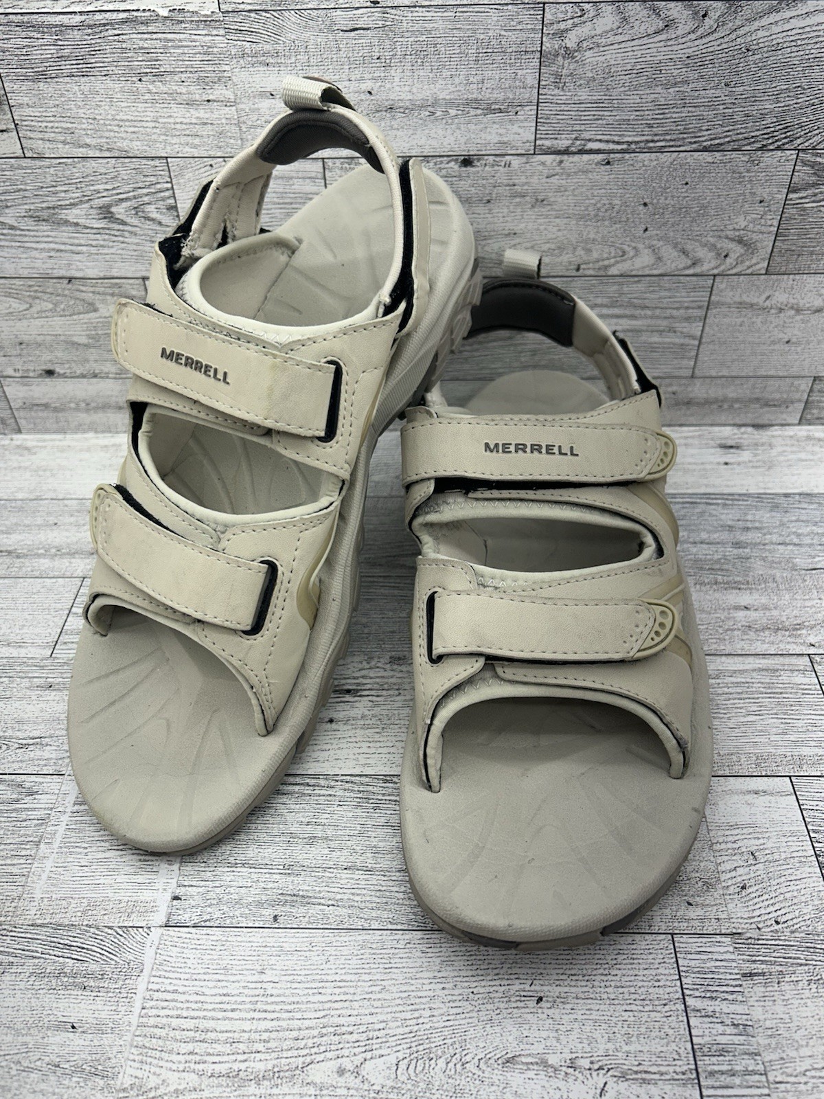 Merrell Sandali Reactor Donna Tg 10 Marrone Beige Escursionismo Trail Cinturino Casual Walker