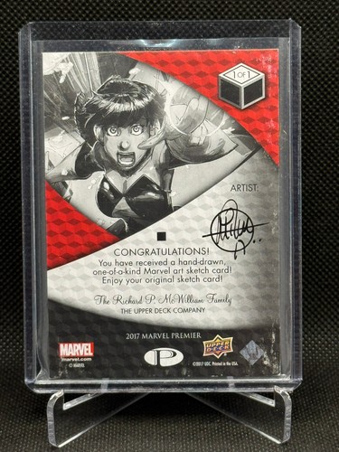 2017 Upper Deck Marvel Premier Artist Sketch Card - Mitch Ballard - Wasp 1/1 - Bild 2 von 2