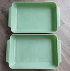 2 Anchor Hocking Fire King 2000 Jadeite Baking Dish Casserole Lasagna Pan 9 x 13