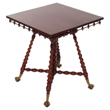 Antique RJ Horner Cherry Twist Leg Lamp Table C1920