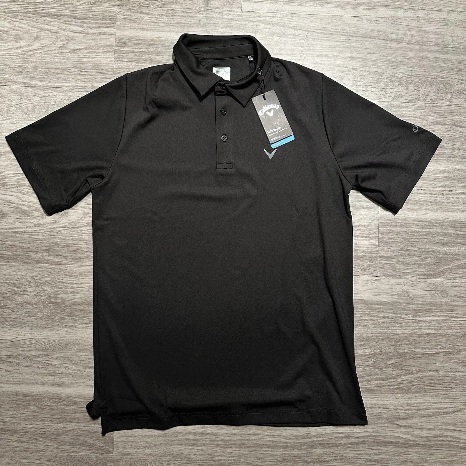 Callaway Opti Dri Performance Golf Polo Shirt Short Sleeve Mens Size M Black NWT