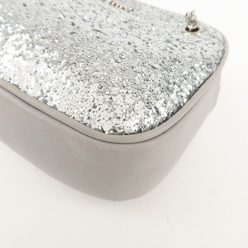 Authentic MIU MIU Leather Glitter Pouch Cosmetic Pouch Silver 5ND001 Used F/S - Picture 10 of 22