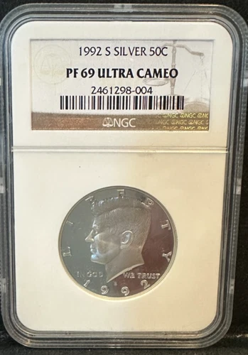 1992-S Silver 90% PF69 Ultra Cameo NGC Kennedy Half Dollar Proof Coin