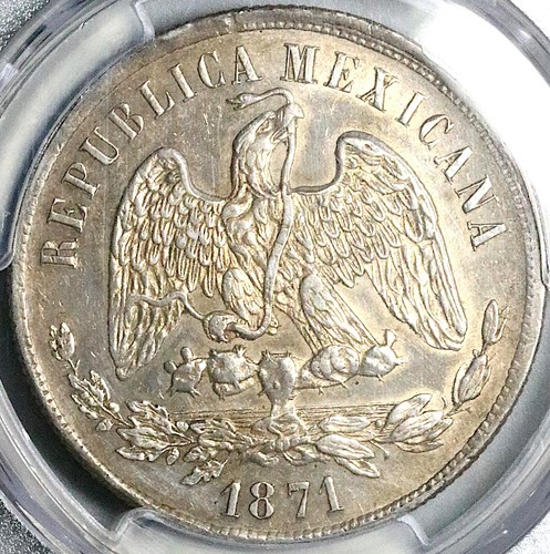 1871-Oa PCGS AU Mexico 1 Peso Oaxaca Mint Large A Silver Coin (25081603C) - Bild 4 von 6