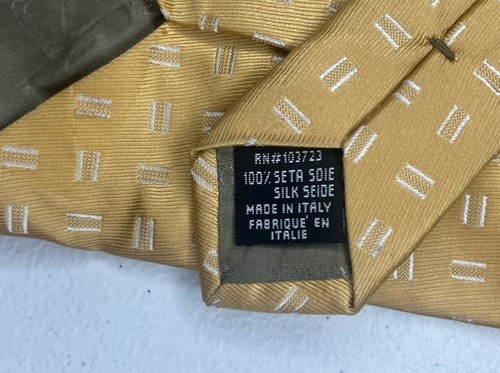 Giorgio Armani 100% Silk Neck Tie Geometric Abstract Gold Silk Seide Classic - Picture 5 of 5