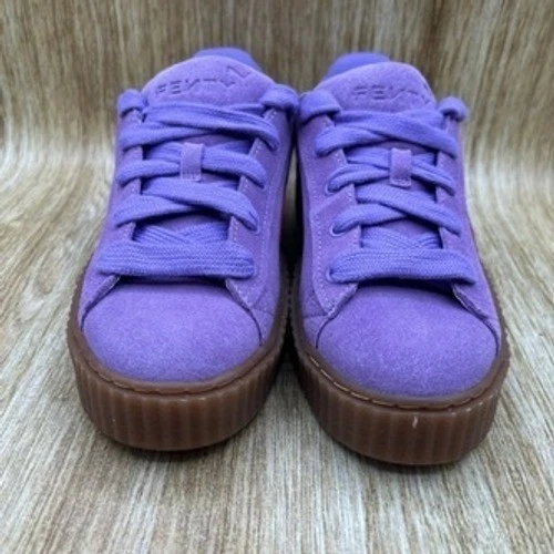 彪马 x Fenty Creeper Platform 女式 7.5 码运动鞋紫色麂皮绒红色鞋 — 第 2/4 张图片