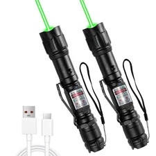Rechargeable Green Line Flashlight 2 Pack Long Distance LED TV LCD Outdoor Ta...