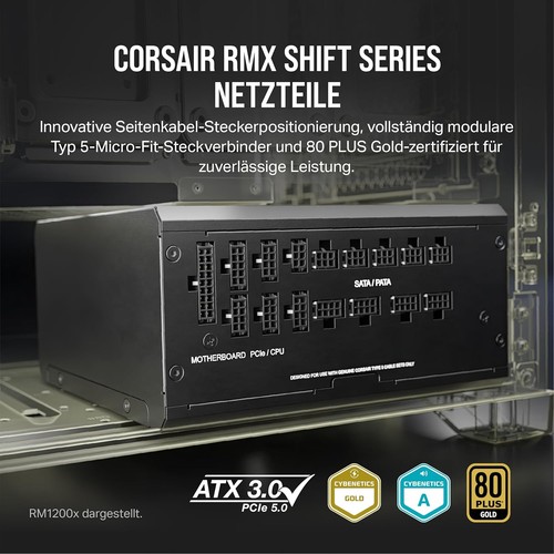 Corsair RMx Shift RM1000x Vollmodulares ATX Netzteil 1000 Watt 80 PLUS GOLD - Afbeelding 4 van 7