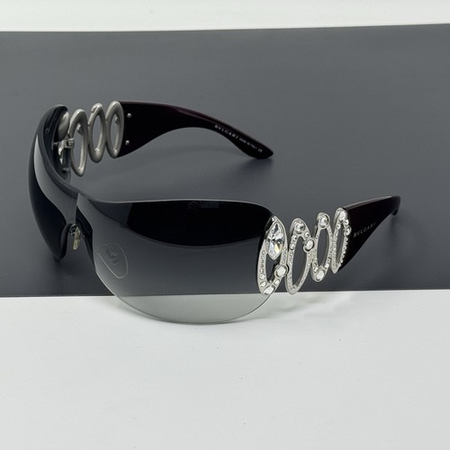 Bvlgari Sonnenbrille burgunderrot silber schwer Strass Schild 6017-B 102/8G 6017 B - Bild 3 von 23