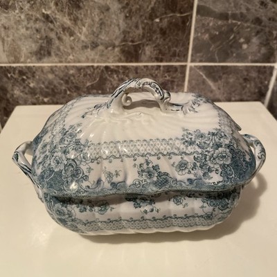 Antike BISTO Enfield blau-weiße Terrine mit Deckel - Bischof & Stonier