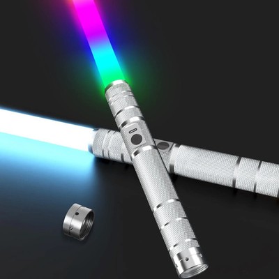 Light Up RGB Saber Sword, Dueling, FX Sound, Metal Hilt, Rechargeable, 2 Pack