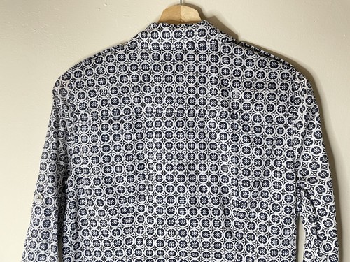 tory burch women Monogram Rolled Tab Sleeve Buttoned Shirt Dress 6 Blue White - Picture 5 of 14