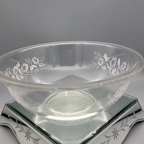 Pyrex White Lace Colonial Mist 2.5L Clear Mixing Bowl Vintage Floral Daisies - Picture 4 of 9