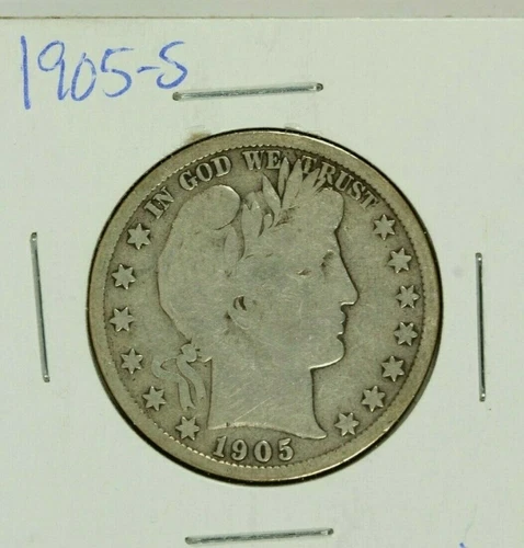 1905-S Barber Half Dollar : Very Good  VG