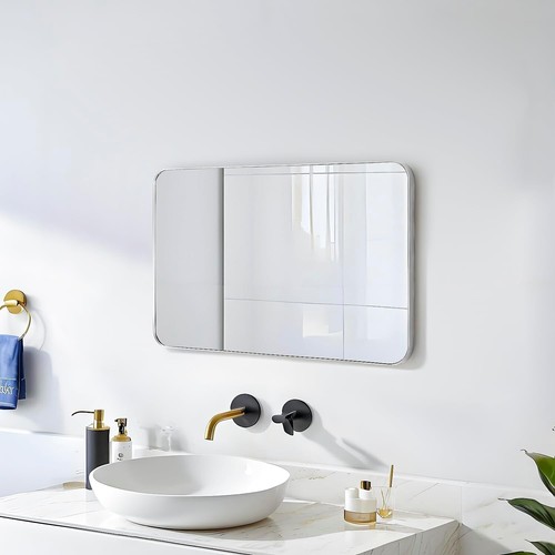 16x24 Rectangle Mirror Full Length Wall Mounted Hanging or Against Wall Metal Fr - Picture 6 of 8