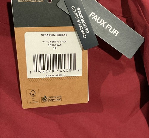 THE NORTH FACE Women Plus Arctic Parka Faux Fur Waterproof 550 Down Cordovan 1X - Picture 10 of 12