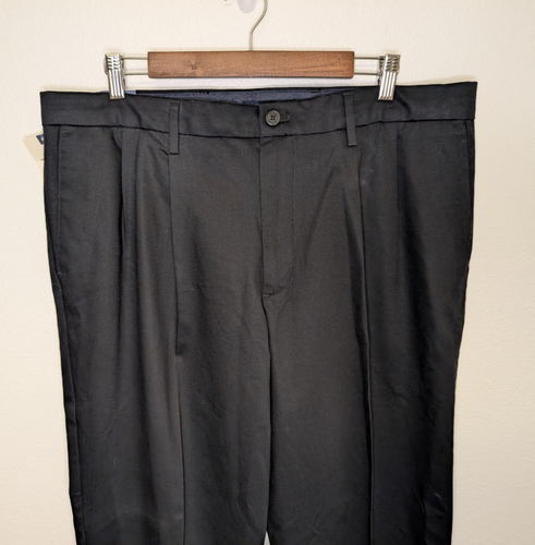 DOCKERS Mens Dress Career Pants Sz 38x32 Black Khaki Classic Fit Flex Waistband - Picture 2 of 7