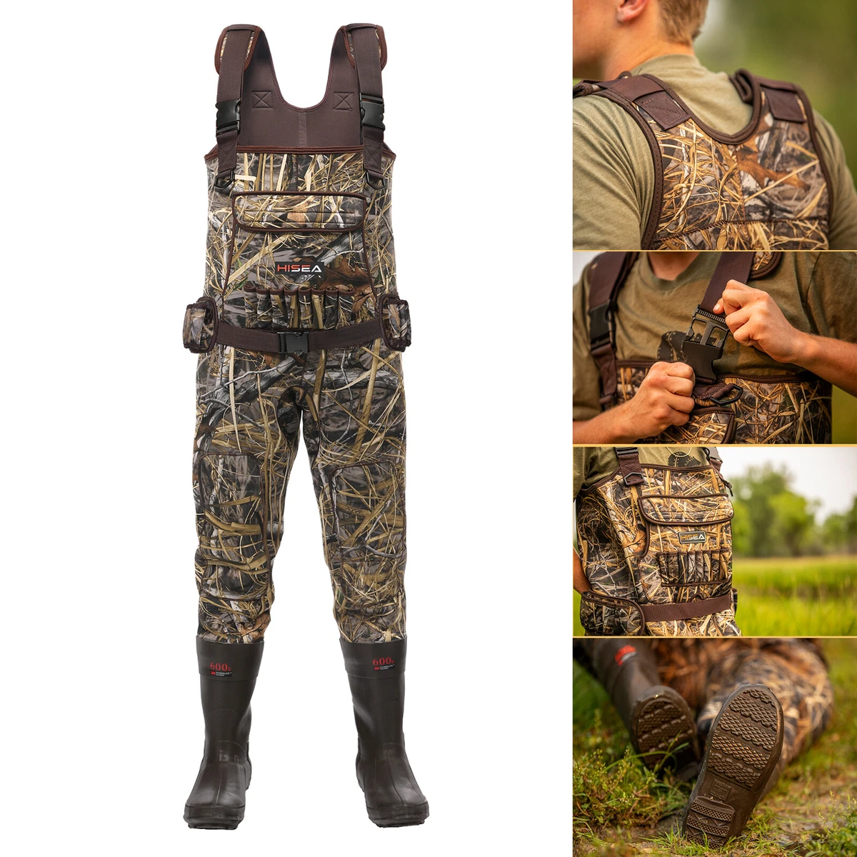 HISEA Chest Wader Bootfoot Neoprene Waterproof 600G Insulated