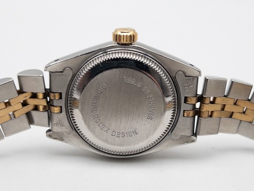 $13,000 ROLEX DATEJUST Black 18k Yellow Gold SS Ladies Watch 69173 SERVICED - Picture 5 of 6