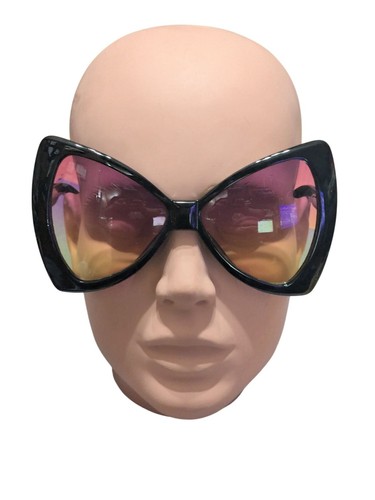 Retro Bow Sunglasses Purple / Yellow Lenses Oversized Y2K Maximalist - Picture 1 of 4