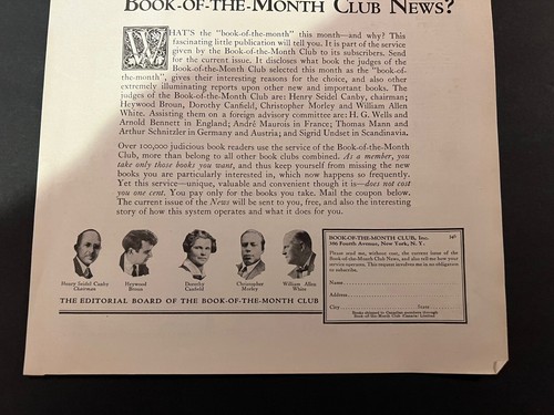 Vtg 1930s AD Book of the Month Club News - Picture 3 of 3