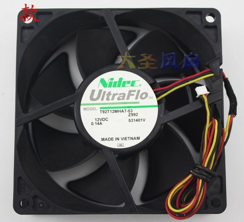 Nidec T92T12MHA7-57 12V 0.14A 9025 9CM 3Pin Quiet Case Cooling Fan - 第 1/4 張圖片