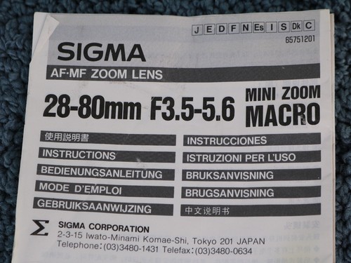 Sigma Zoom 28-80mm f3.5-5.6 Macro Minolta AF Lens W End Caps Instructions Tested - Picture 20 of 24