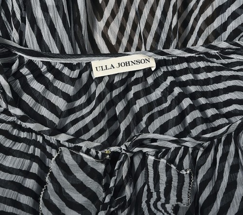 Ulla Johnson Sheer Dress S 6 Women's Zebra Printed Ruffle Midi Boho NWD 41492 - Picture 7 of 9