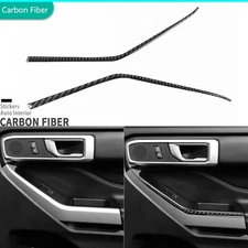 Real Carbon Fiber Window Lift Switch Panel Side Strips For Ford Explorer 2020-23