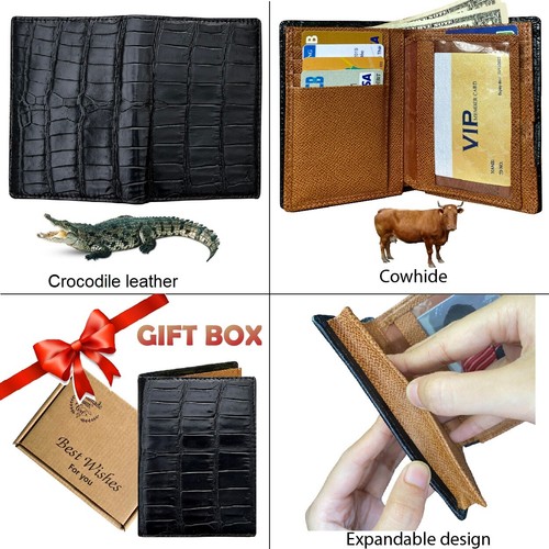 Genuine Crocodile Leather Men's Wallet Skin Bifold Wallet RFID Blocking Handmade - Picture 260 of 443