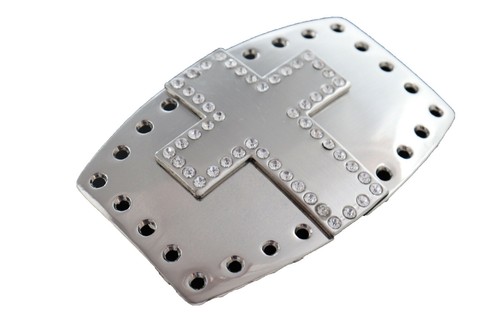 Hombres Mujeres Plata Metal Vaquero Moda Hebilla Cruz Bling Religioso Jesucristo - Imagen 11 de 12