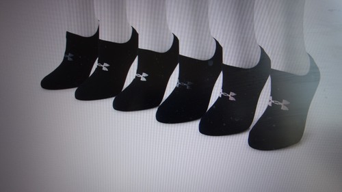 Women's Under Armour 6-Pack Essential Lightweight No Show Socks Size 6-10 BLK$22
