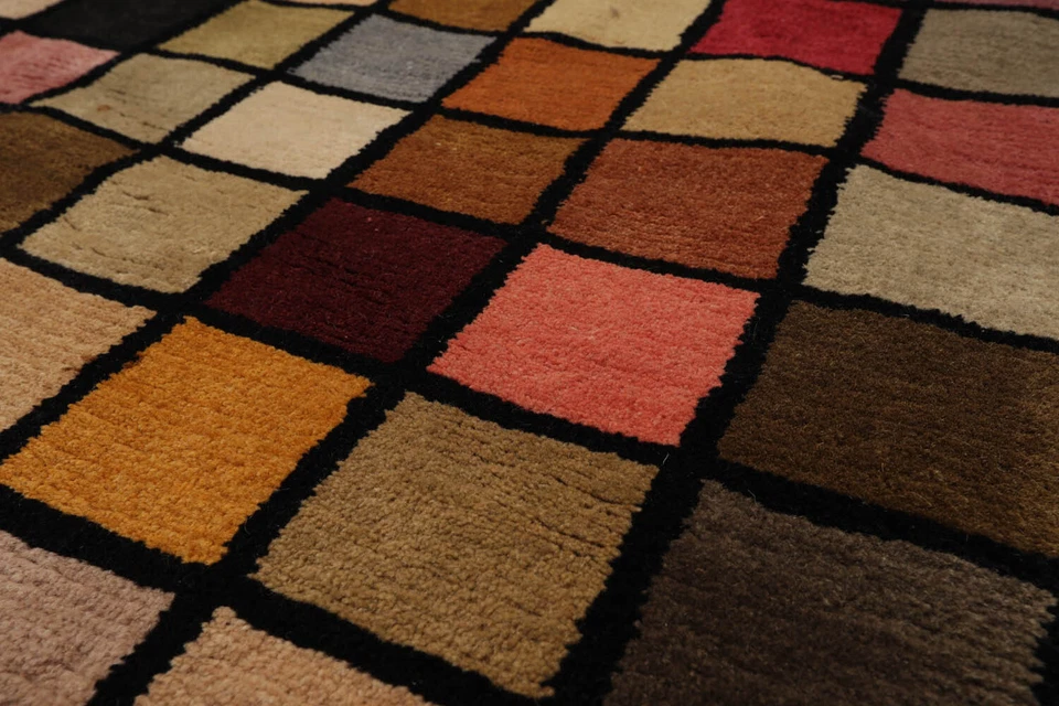 3'7''x3'7" Square Multi Hand Knotted Modern & Contemporary Wool Area Rug - Image 3 of 4