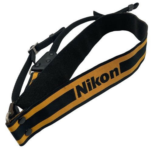 Nikon yellow black Camera Shoulder Neck strap rivet metal buckles Japan Washed - Picture 7 of 15
