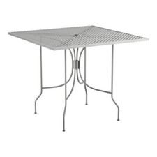 36" Square All Weather Restaurant Table with Umbrella Hole & Gray Steel Base